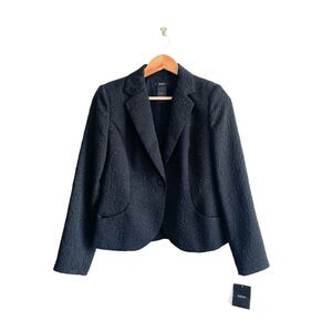 Alfani St. Moritz Womens Blazer Jacket Embellished Floral Brocade Black Size 4